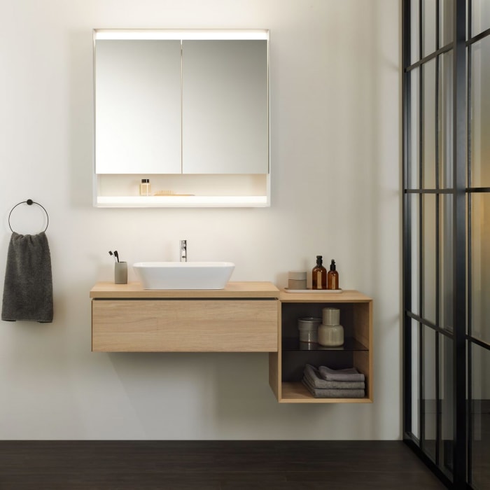 Geberit ONE Spiegelschrank mit Nische, ComfortLight, 2 Türen, AP-Montage, 90 cm