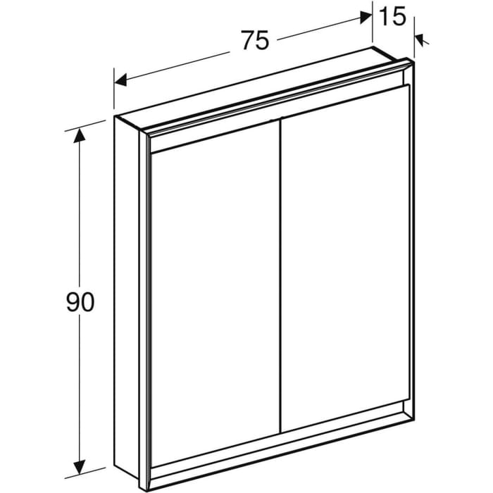 Geberit ONE Spiegelschrank, ComfortLight, 2 Türen, UP-Montage, 75 cm