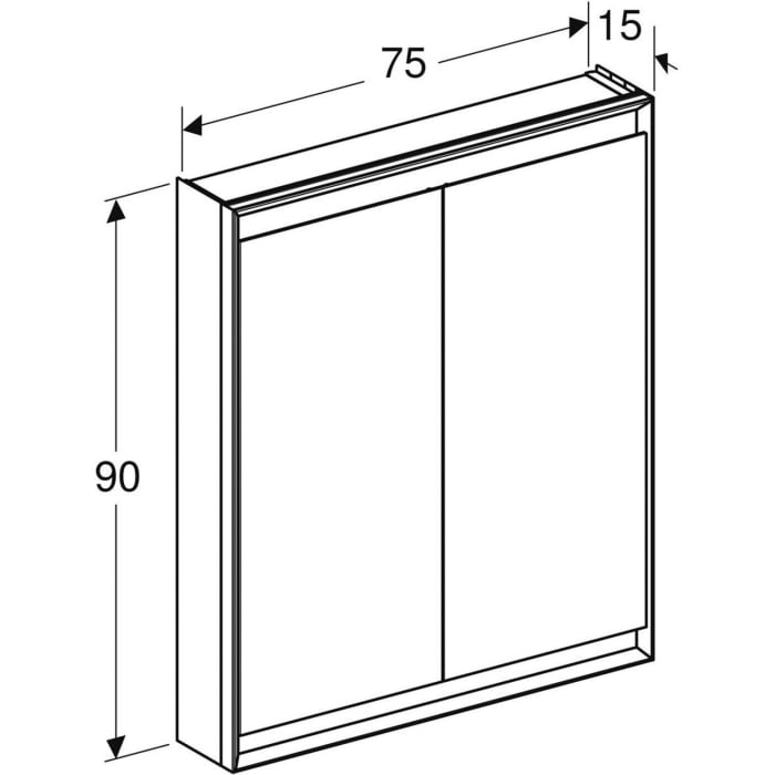 Geberit ONE Spiegelschrank, ComfortLight, 2 Türen, AP-Montage, 75 cm