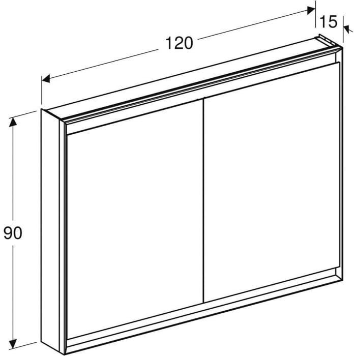 Geberit ONE Spiegelschrank, ComfortLight, 2 Türen, AP-Montage, 120 cm