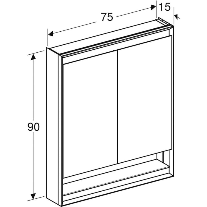 Geberit ONE Spiegelschrank mit Nische, ComfortLight, 2 Türen, AP-Montage, 75 cm