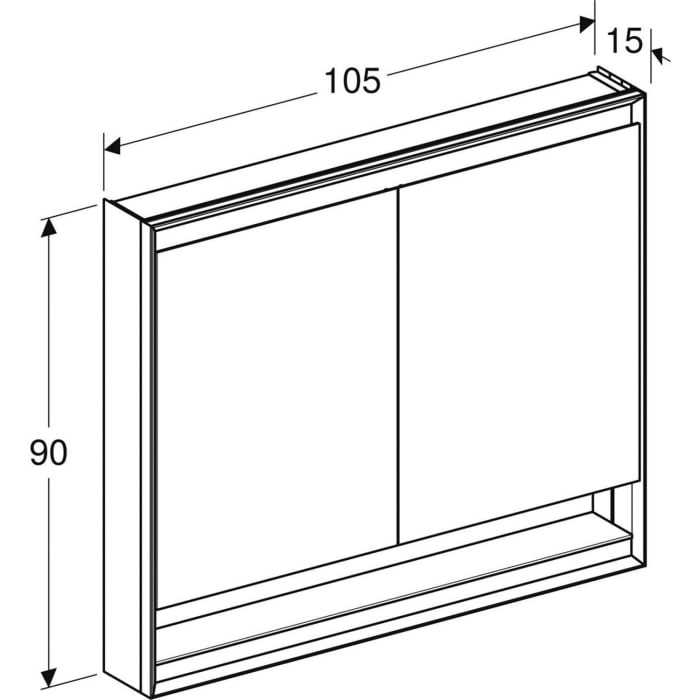 Geberit ONE Spiegelschrank mit Nische, ComfortLight, 2 Türen, AP-Montage, 105 cm