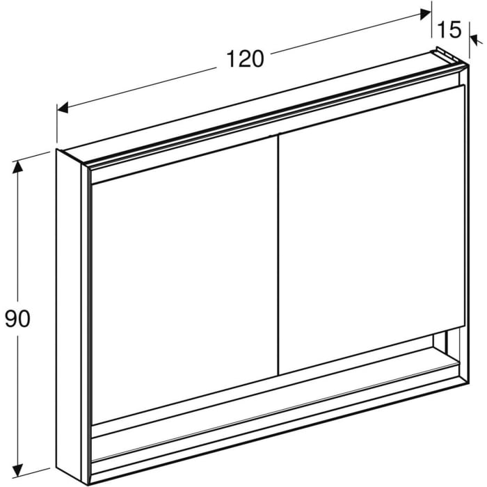 Geberit ONE Spiegelschrank mit Nische, ComfortLight, 2 Türen, AP-Montage, 120 cm