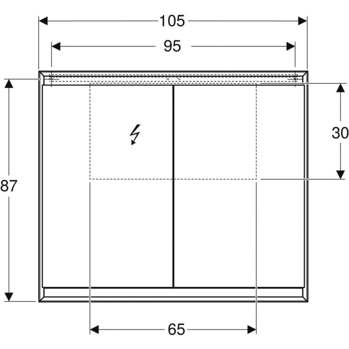 Geberit ONE Spiegelschrank, ComfortLight, 2 Türen, AP-Montage, 105 cm