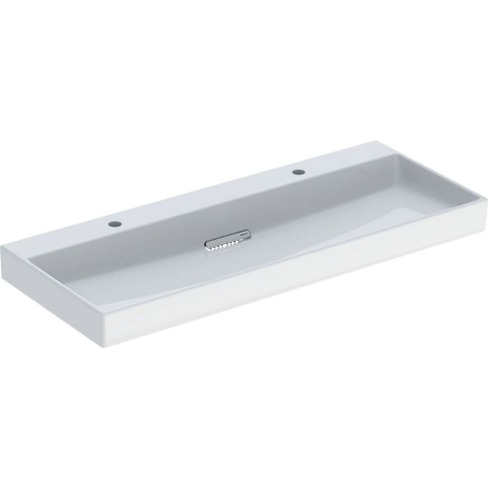 Geberit ONE Waschtisch 120 cm, Abgang horizontal, 2 Hahnlöcher, ohne Überlauf
