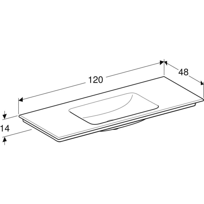 Geberit ONE Möbelwaschtisch 120 cm, Abgang vertikal, ohne Hahnloch, ohne Überlauf