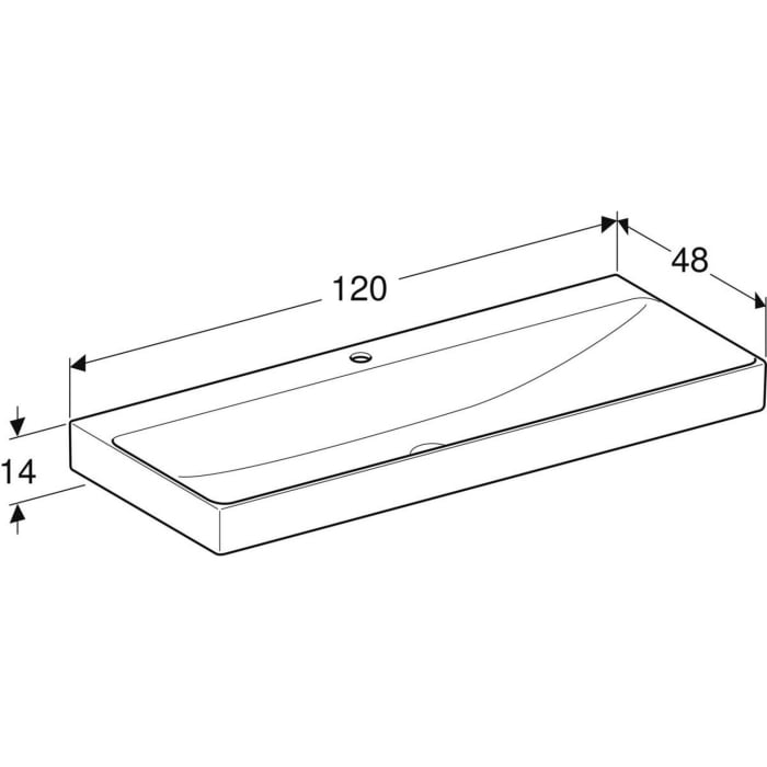 Geberit ONE Waschtisch 120 cm, Abgang vertikal, 1 Hahnloch, ohne Überlauf