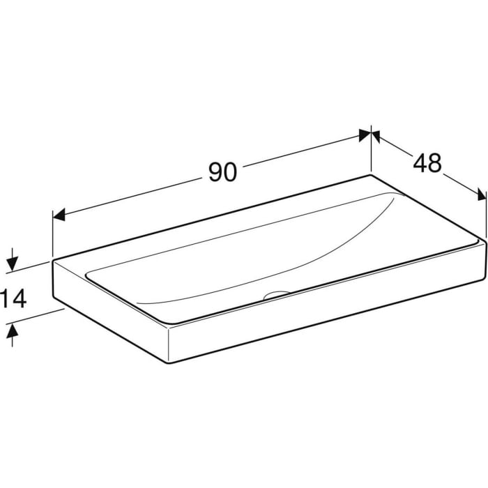 Geberit ONE Waschtisch 90 cm, Abgang vertikal, ohne Hahnloch, ohne Überlauf