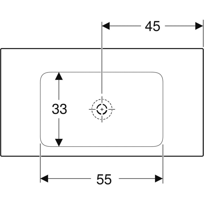 Geberit ONE Möbelwaschtisch 90 cm, Abgang vertikal, ohne Hahnloch, ohne Überlauf