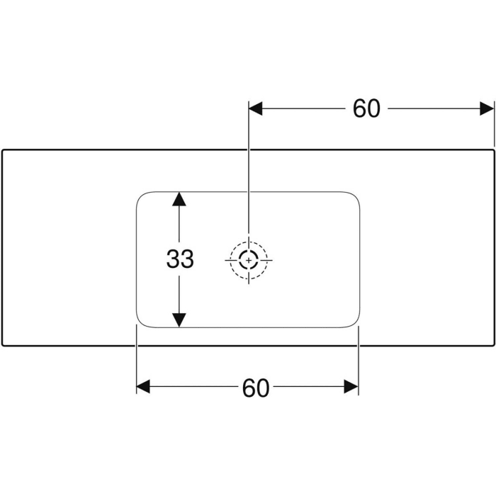 Geberit ONE Möbelwaschtisch 120 cm, Abgang vertikal, ohne Hahnloch, ohne Überlauf