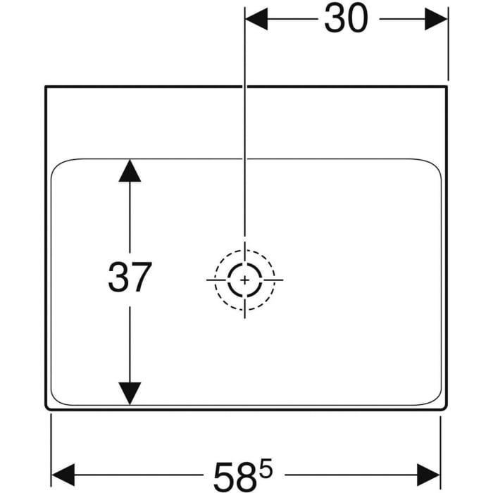 Geberit ONE Waschtisch 60 cm, Abgang vertikal, ohne Hahnloch, ohne Überlauf