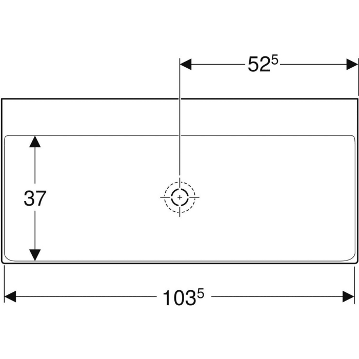 Geberit ONE Waschtisch 105 cm, Abgang vertikal, ohne Hahnloch, ohne Überlauf