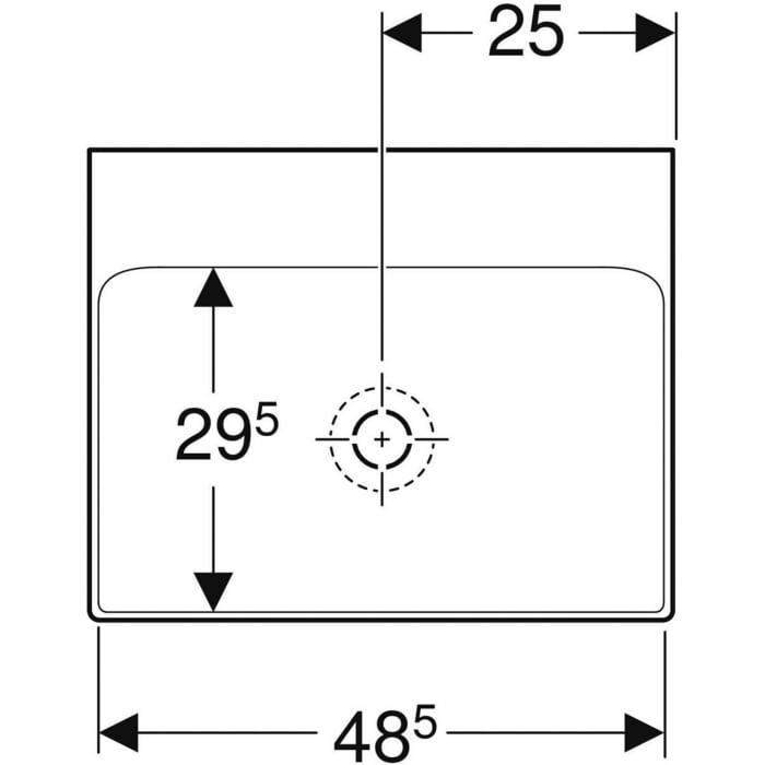 Geberit ONE Waschtisch 50 cm, Abgang vertikal, ohne Hahnloch, ohne Überlauf