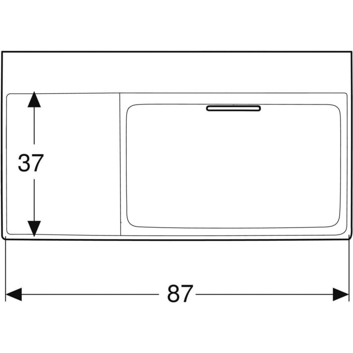 Geberit ONE Waschtisch 90 cm, Abgang horizontal, ohne Hahnloch, ohne Überlauf, Ablage links
