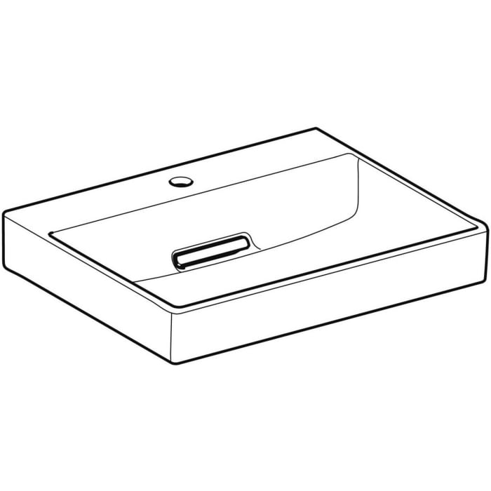 Geberit ONE Waschtisch 60 cm, Abgang horizontal, 1 Hahnloch, ohne Überlauf