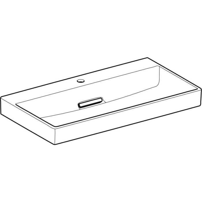 Geberit ONE Waschtisch 90 cm, Abgang horizontal, 1 Hahnloch, ohne Überlauf