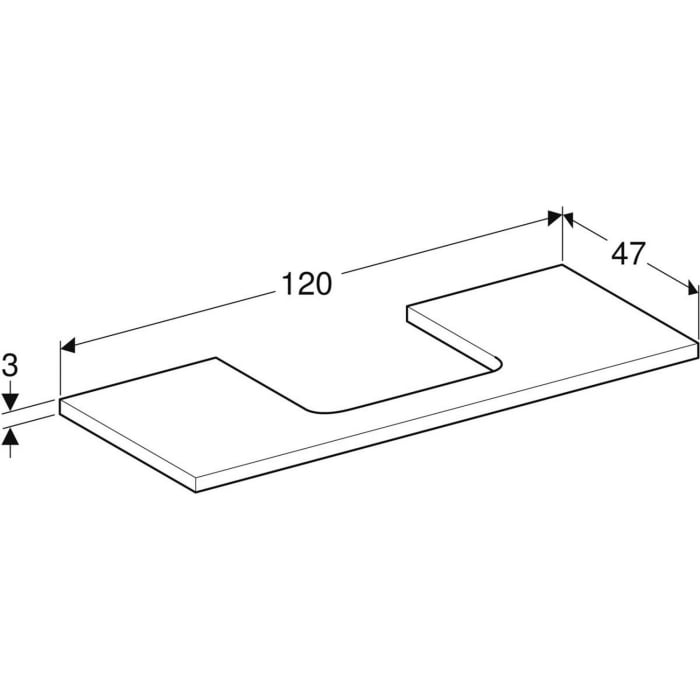 Geberit ONE Waschtischplatte, Ausschnitt mittig, für Aufsatzwaschtisch, 120 cm