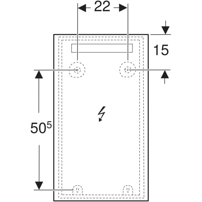 Geberit Option Basic Square Badspiegel mit oberer Beleuchtung, 40 cm breit und 70 cm hoch