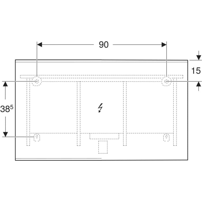 Geberit Option Plus Square Badspiegel 120 cm mit direkter und indirekter Beleuchtung in Aluminium