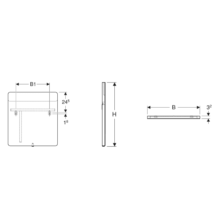 Geberit Option Badspiegel 90 x 65 cm mit Beleuchtung oben