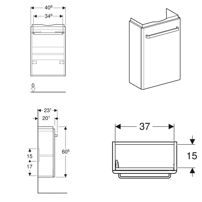 Geberit Renova Compact Handwaschbecken-Unterschrank 45 cm