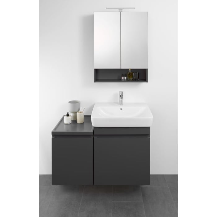 Geberit Renova Plan Waschtisch 60 cm, mit 1 Hahnloch, mit Überlauf