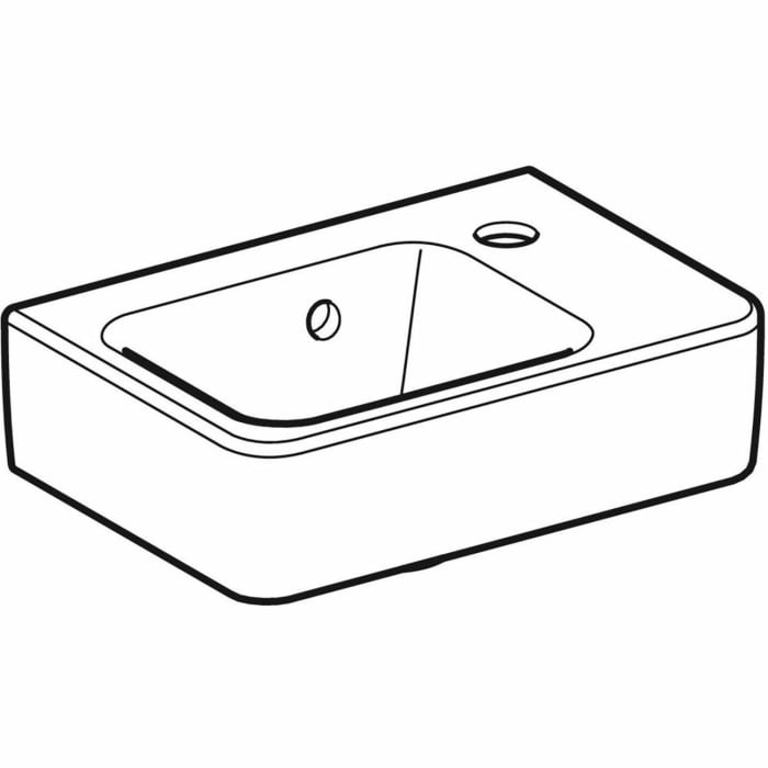 Geberit Renova Plan Handwaschbecken 36 cm, mit 1 Hahnloch, mit Überlauf