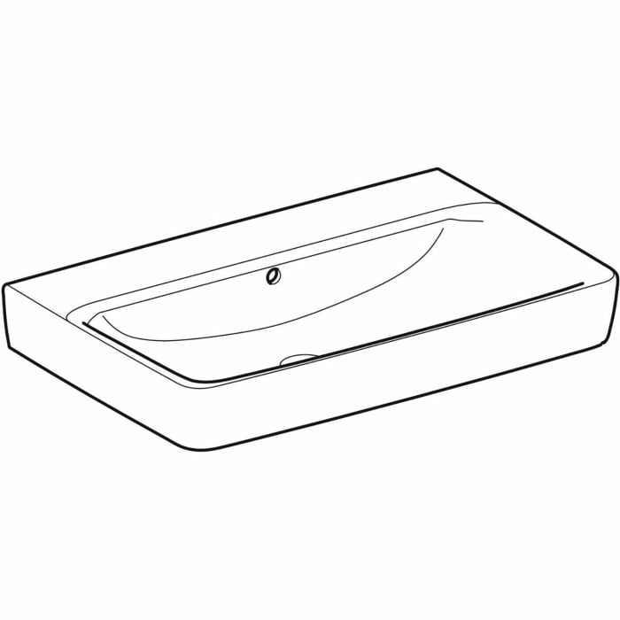 Geberit Renova Plan Waschtisch 75 cm, ohne Hahnloch, mit Überlauf