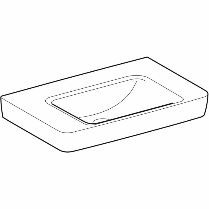 Geberit Renova Plan Waschtisch 75 cm mit Ablagefläche, ohne Hahnloch, ohne Überlauf