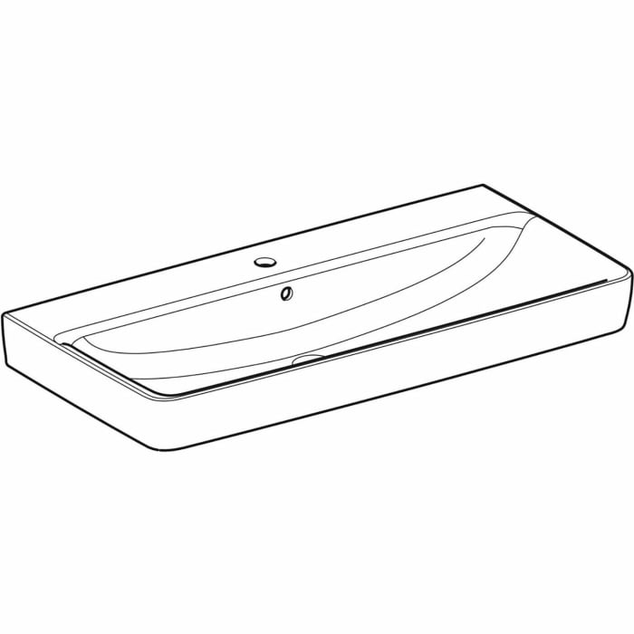 Geberit Renova Plan Aufsatzwaschtisch 100 cm, mit 1 Hahnloch, mit Überlauf