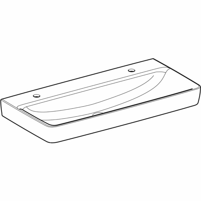 Geberit Renova Plan Aufsatzwaschtisch 100 cm, mit 2 Hahnlöchern, mit Überlauf