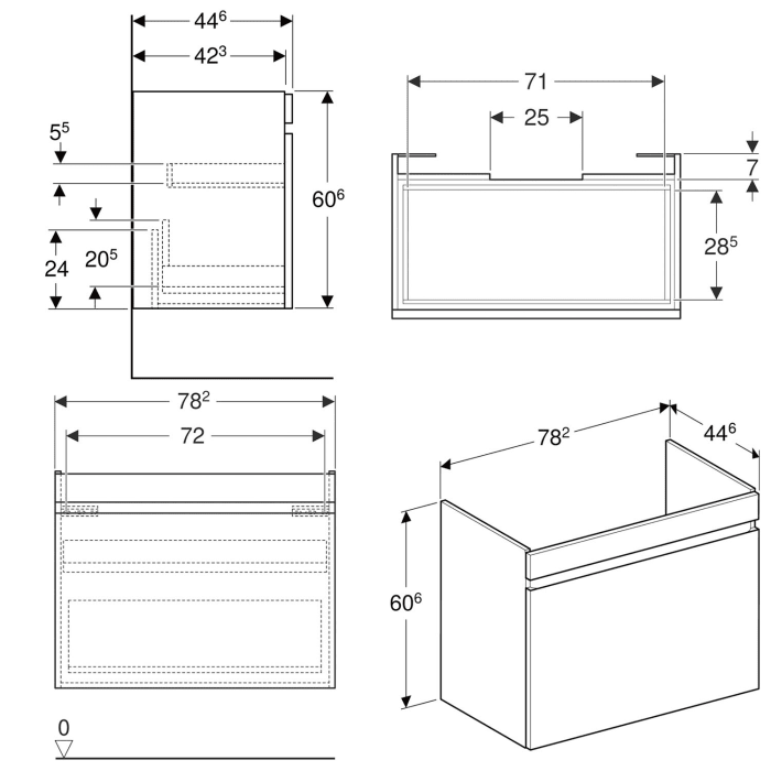 Geberit Renova Plan Unterschrank für Waschtisch 85 cm, mit 1 Schublade und 1 Innenschublade