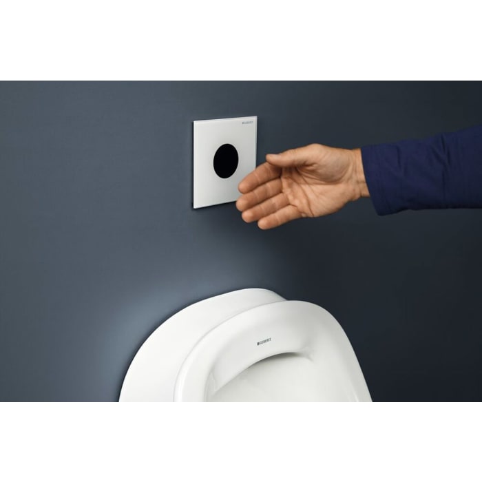 Geberit Urinalsteuerung mit elektronischer Spülauslösung, Batteriebetrieb, Typ 40 Betätigungsplatte Round