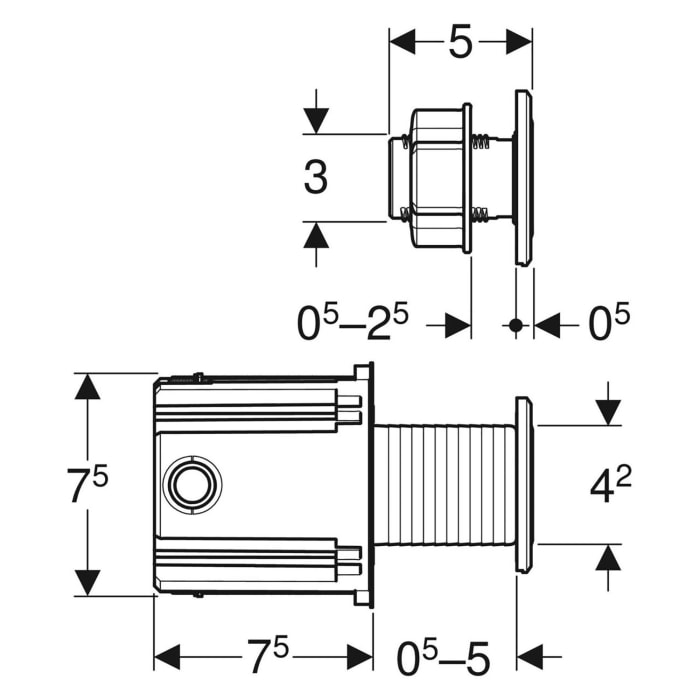Geberit WC-Steuerung mit elektronischer Spülauslösung, Netzbetrieb, für Sigma UP-Spülkasten 12 cm, 2-Mengen-Spülung, mit Typ 10 IR-Taster