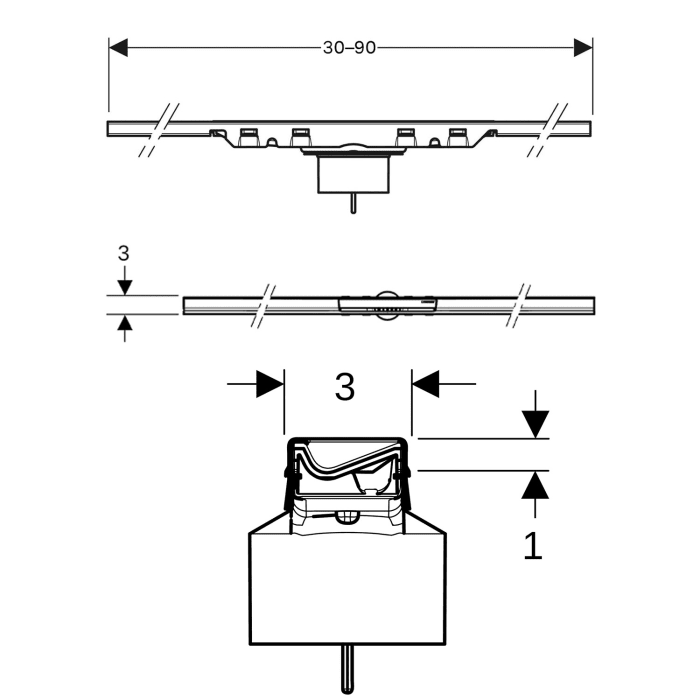 Geberit CleanLine 50 Duschrinne 90 cm
