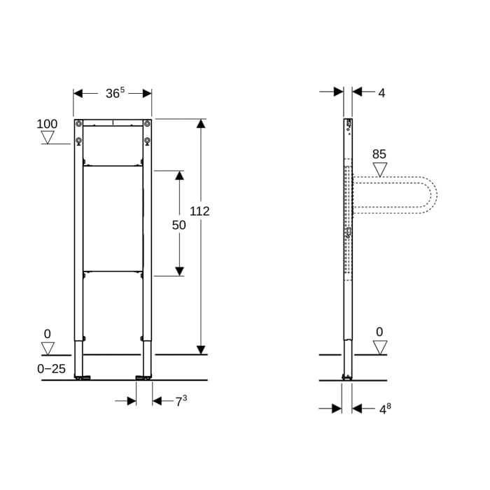 Geberit Duofix Element für Stütz- u. Haltegriffe 112 cm, barrierefrei