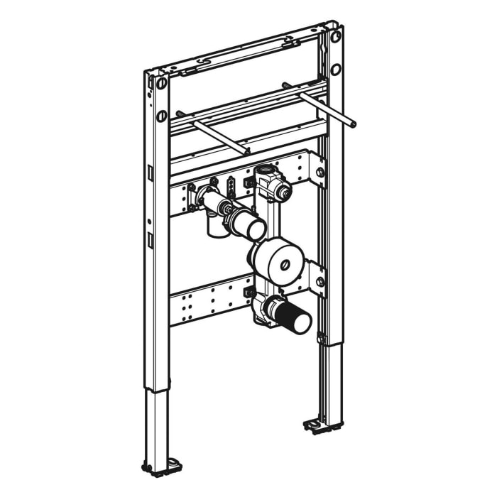 Geberit Duofix Element für Waschtisch 82 - 98 cm, Standarmatur, mit einer Wasserzählerstrecke, Unterputz-Kugelhahn und Anschluss T-Stück