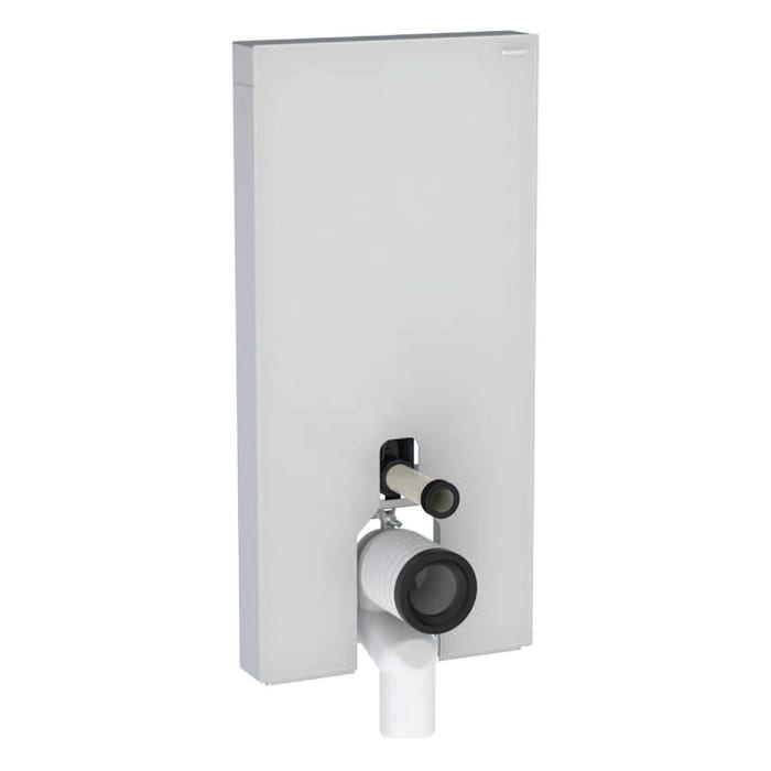 Geberit Monolith Sanitärmodul für Stand-WC, 101 cm, Frontverkleidung Glas, Seitenverkleidung Aluminium gebürstet