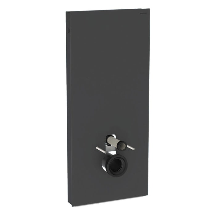 Geberit Monolith Sanitärmodul für Wand-WC, 114 cm, Frontverkleidung Glas satiniert, Seitenverkleidung Aluminium gebürstet
