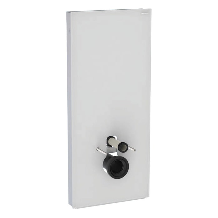 Geberit Monolith Sanitärmodul für Wand-WC, 114 cm, Frontverkleidung Glas satiniert, Seitenverkleidung Aluminium gebürstet