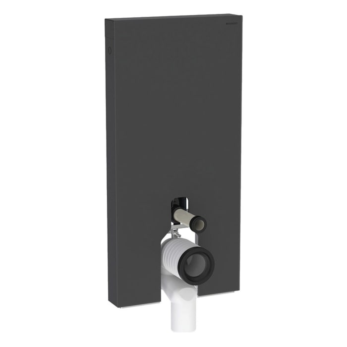 Geberit Monolith Plus Sanitärmodul für Stand-WC, 101 cm, Frontverkleidung Glas satiniert, Seitenverkleidung Aluminium gebürstet