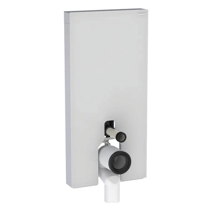 Geberit Monolith Plus Sanitärmodul für Stand-WC, 101 cm, Frontverkleidung Glas satiniert, Seitenverkleidung Aluminium gebürstet