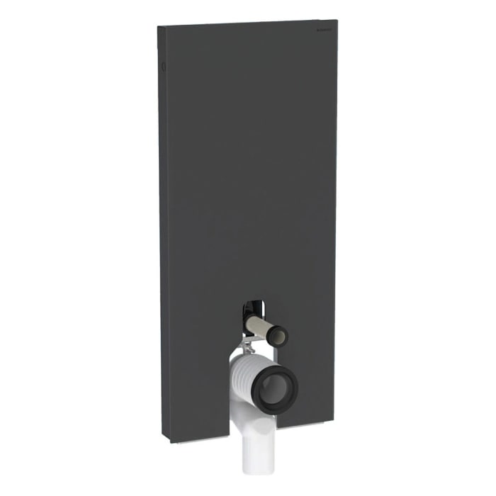 Geberit Monolith Plus Sanitärmodul für Stand-WC, 114 cm, Frontverkleidung Glas satiniert, Seitenverkleidung Aluminium gebürstet