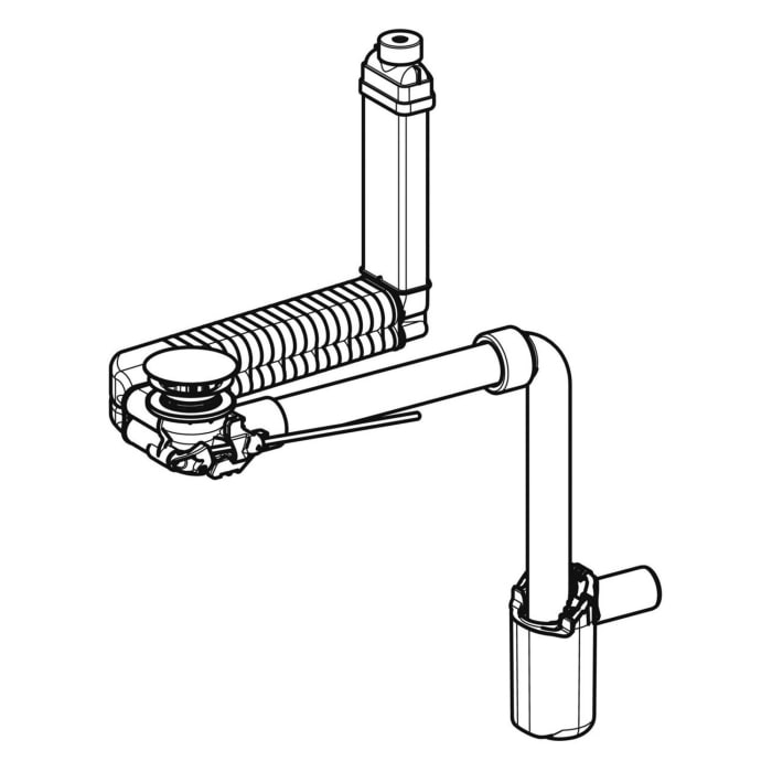 Geberit ONE Clou Waschbeckenablauf Raumsparmodell, schmale Ausführung, mit Hebelbetätigung