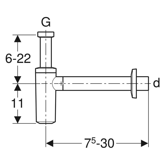 Geberit Tauchrohrgeruchsverschluss für Waschbecken  Ø 4 cm , Abgang horizontal