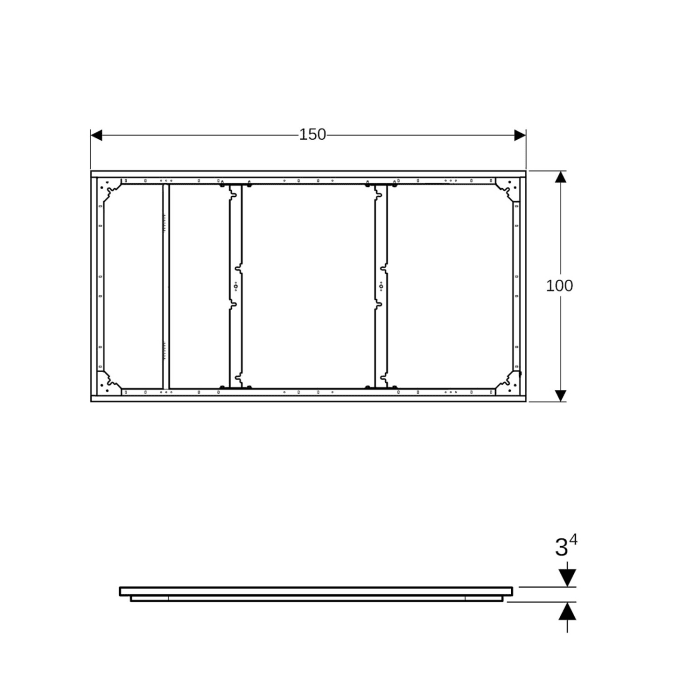 Geberit Duofix Installationsrahmen 150x100cm