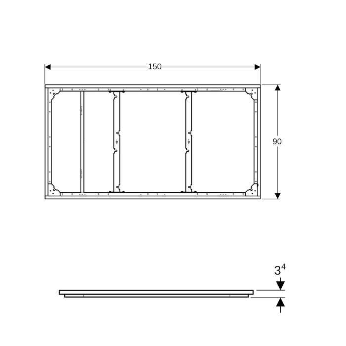 Geberit Duofix Installationsrahmen 150x90 cm