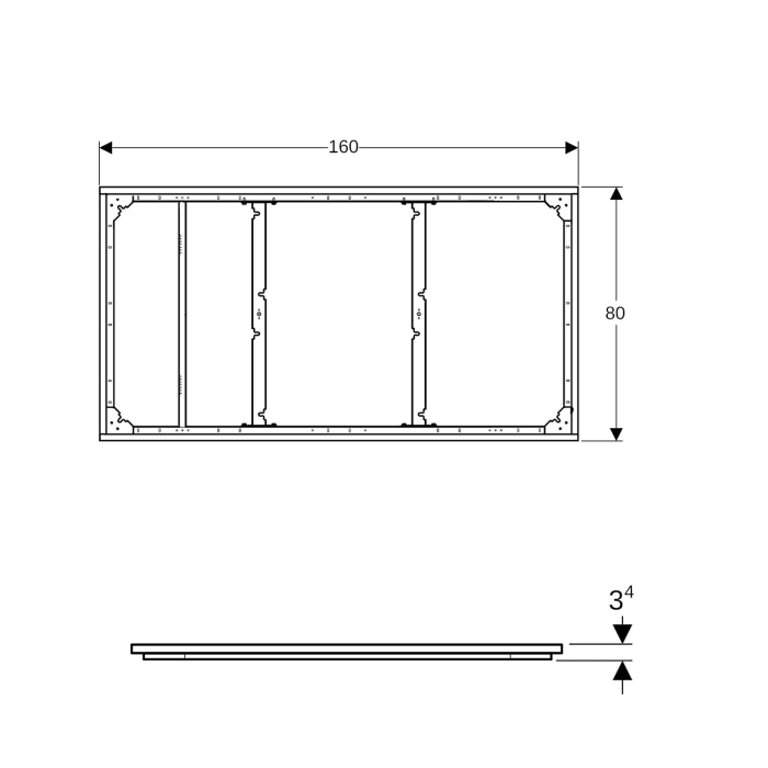 Geberit Duofix Installationsrahmen 160x80 cm