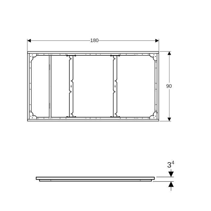 Geberit Duofix Installationsrahmen 180x90 cm