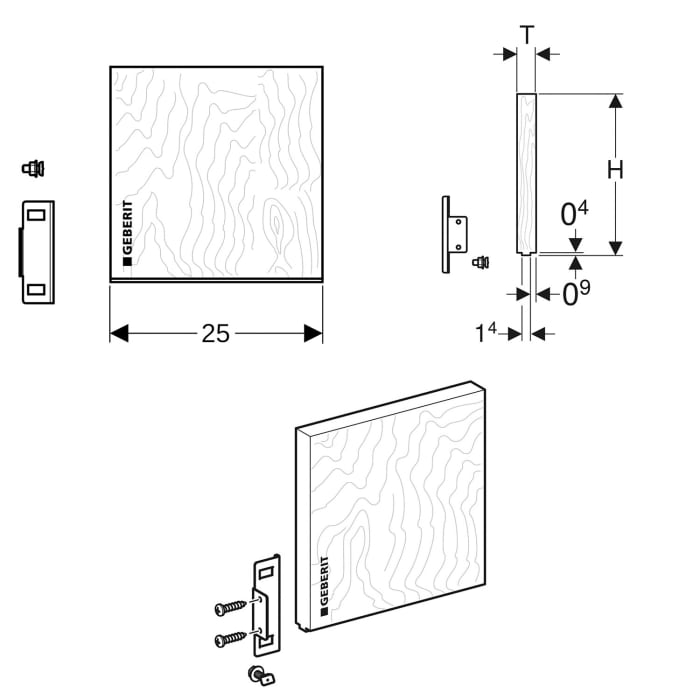 Geberit GIS Montageplatte universell 25 x 25 cm